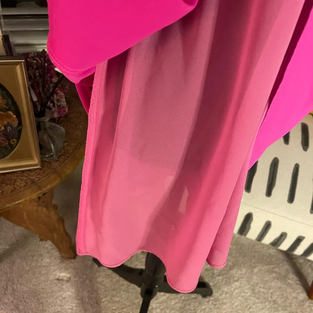 Women’s Amanda Uprichard Hot Pink Babydoll Dress w/Lace Up Back & Ruffle Sleeves - Image 5