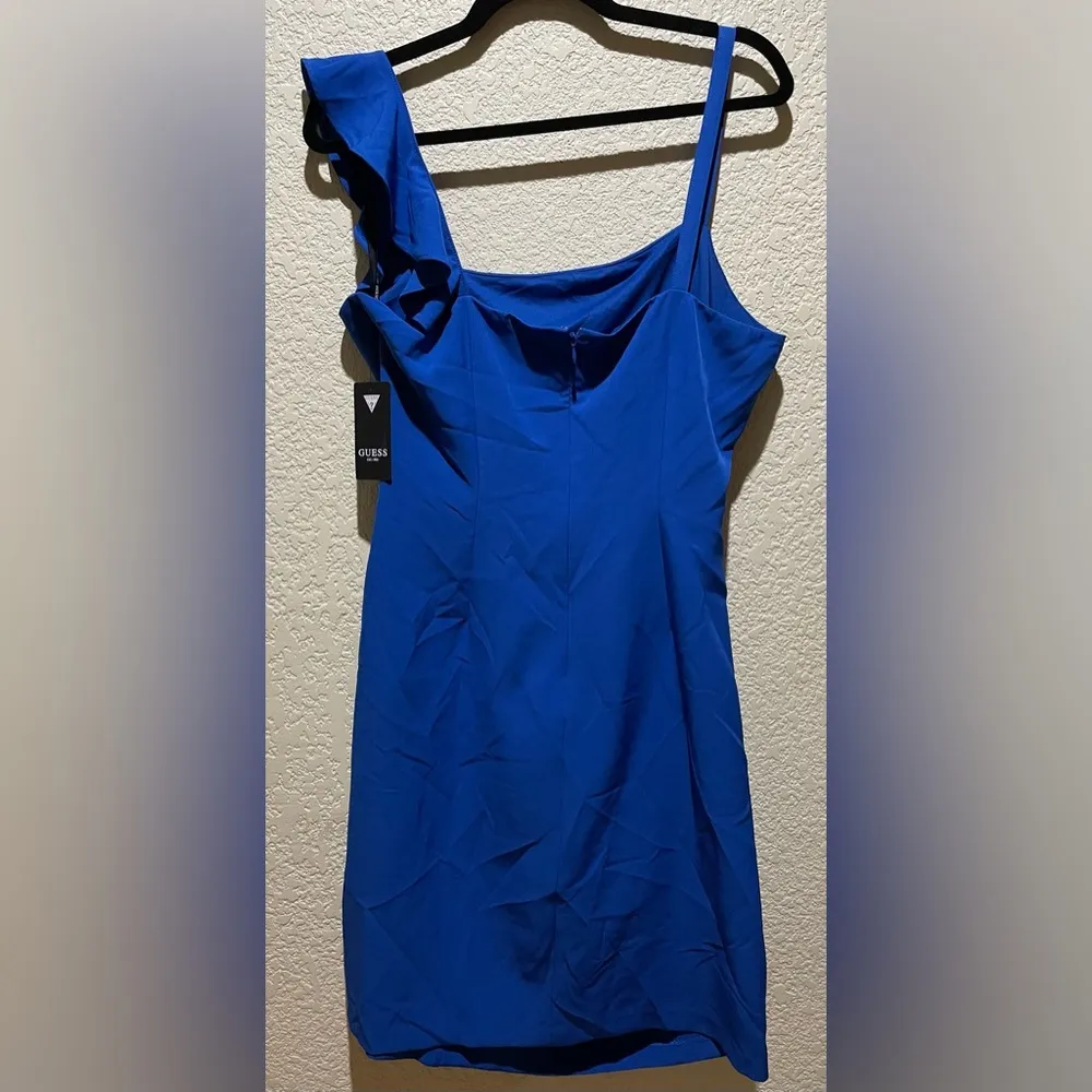 NWT Guess Soft Touch Mini Ruffle Blue Dress Size 14 - Image 6