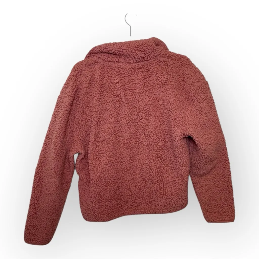 Wallflower Pink Sherpa Snap Pullover Cozy Soft Teddy Fleece Classic Style Large - Image 3