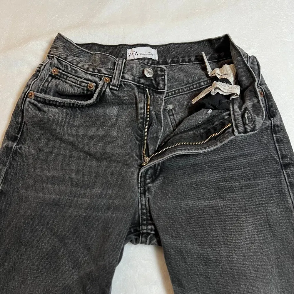 Zara Mid Rise Straight Leg Jeans Size 2 Casual Y2K Cotton Grunge 90s 2000s - Image 5