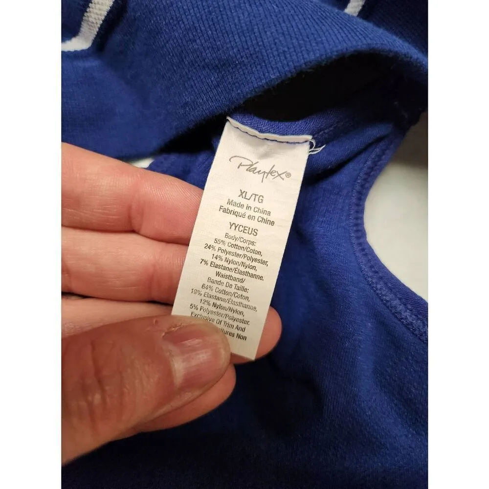 Playtex Pregnancy To Nursing Seamless Wirefree Racerback Crop Bra XL blue stripe - Image 3