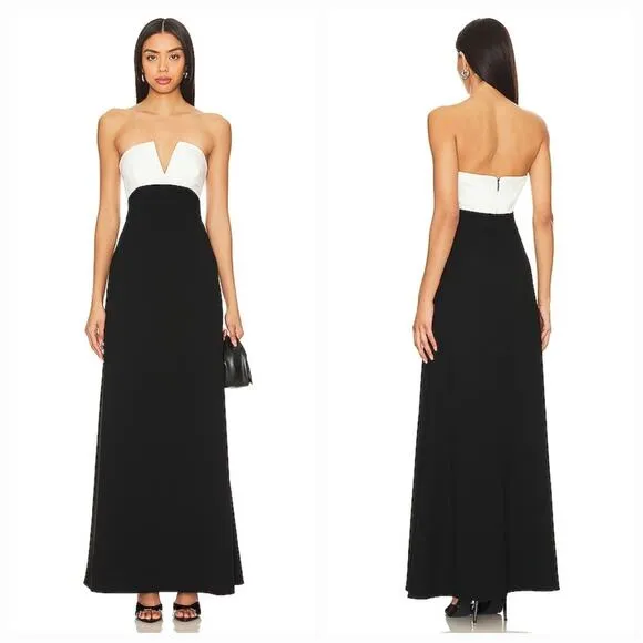 Lovers and Friends Anais Strapless Gown in Black & White XS - Image 2