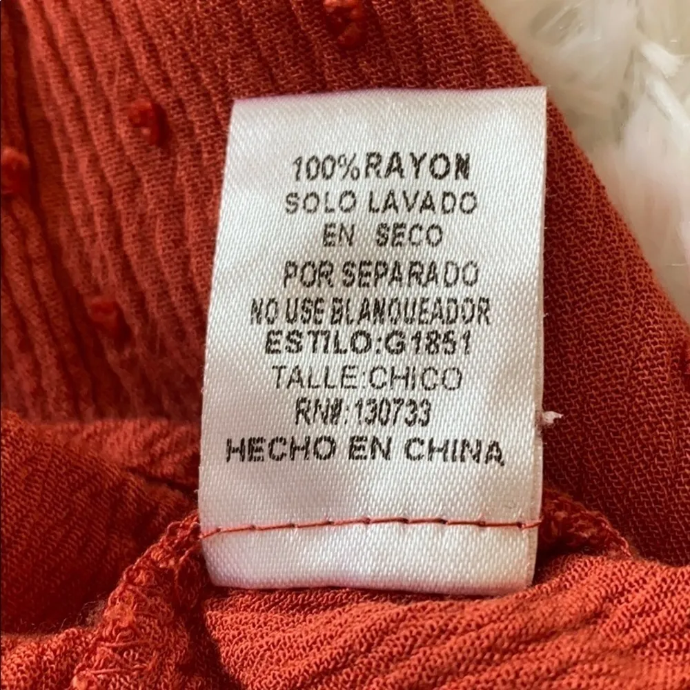 Umgee Swiss Dot Long Sleeve Flowy Sleeves Boxy Cut Size Small Burnt Orange - Image 8