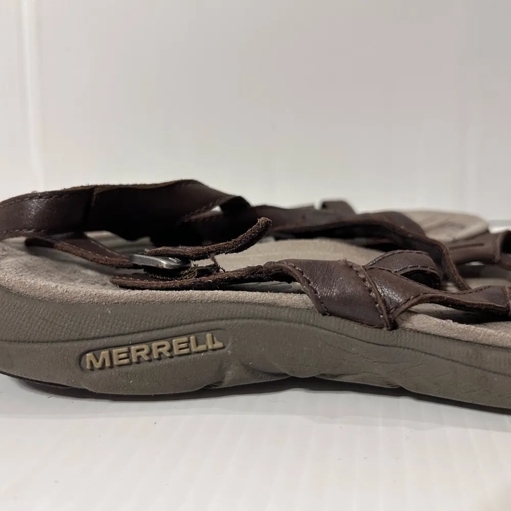 Merrell Bracken brown leather comfort outdoor walking sandal size 10 - Image 8