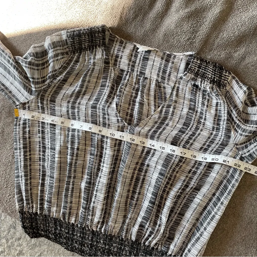 Club Monaco Black and White Striped Semi Sheer Silk Flowy Coverup Mini Dress 12 - Image 11