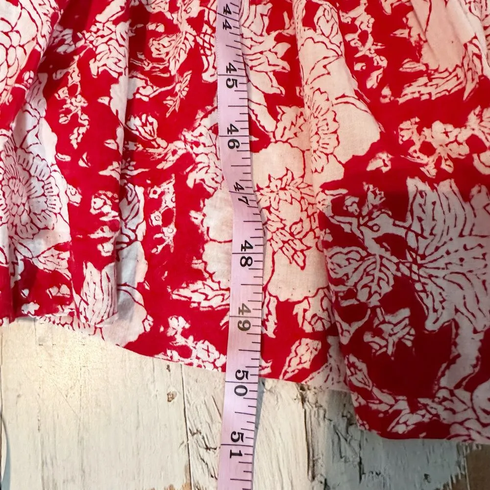 Alix Of Bohemia Tuesday Midi Dress Red Ruby Floral Cotton Size XS - Image 10