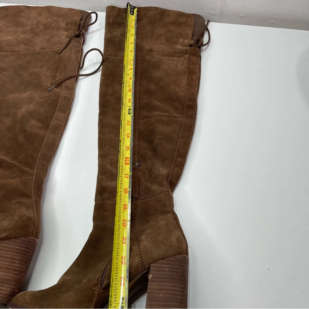 Steve Madden Women 8 Brown Leather Suede Novela Over The Knee Chunky Heel Boots - Image 2