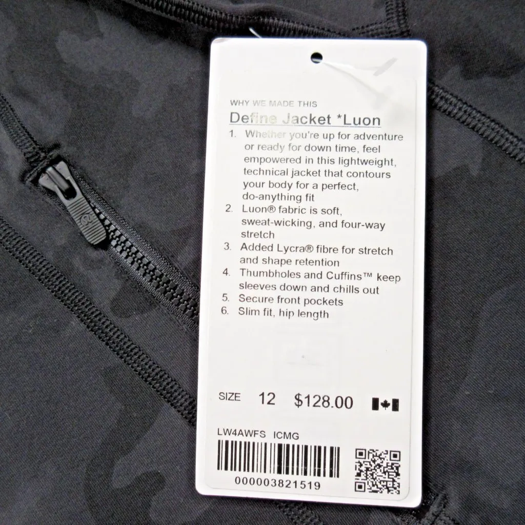 NWT Lululemon Define Jacket Luon in Incognito Camo Multi Grey Full Zip 12 - Image 5