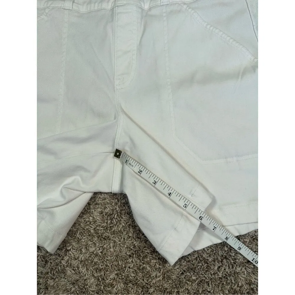 spanx women’s size large Stretch Twill Shorts, 6" pure white pull on slimming - Image 13