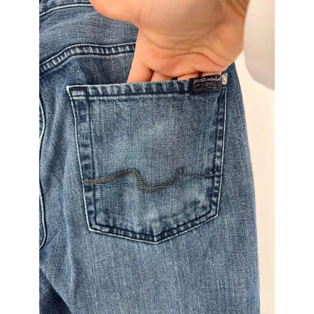 7 For All Mankind‎ Women's Straight Austyn Jeans Blue Denim Medium Wash Size 30 - Image 5