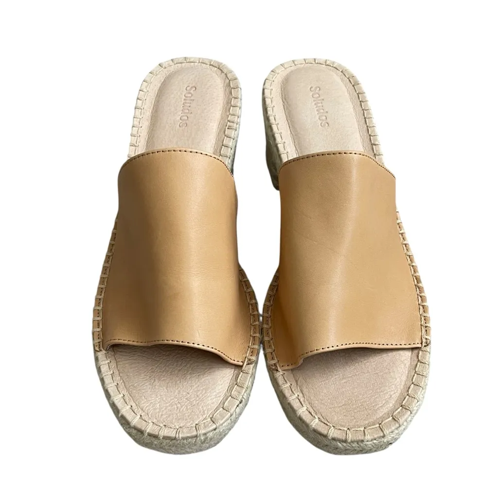 Soludos Laguna Mule Tan Leather Espadrille Sandals Women’s Size 9 Slip On - Image 2