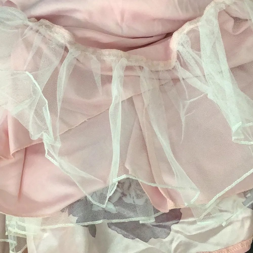 City Studios Juniors Size 7 Pink Floral Flirty Double Ruffle Skirt. New - Image 5