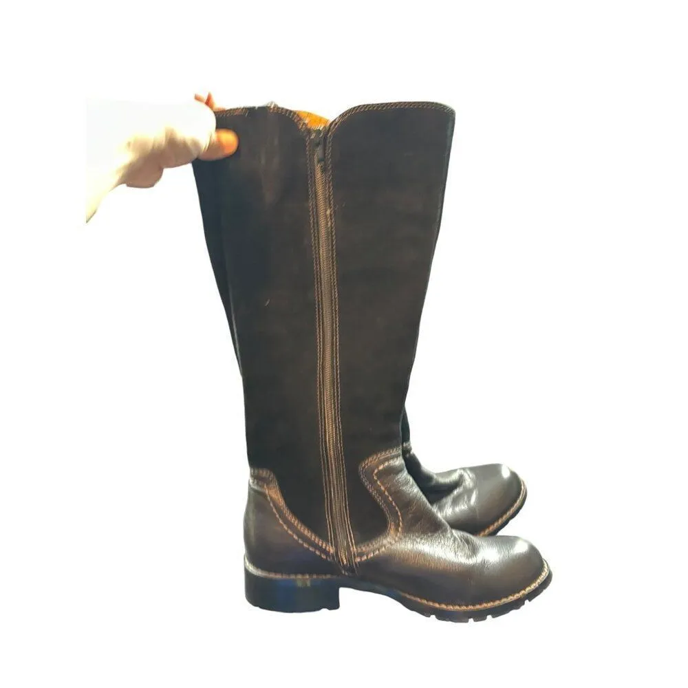 Söfft Burgamo Women's Tall Black Leather & Suede Boots Size 7M Zipper Closure Bu - Image 5