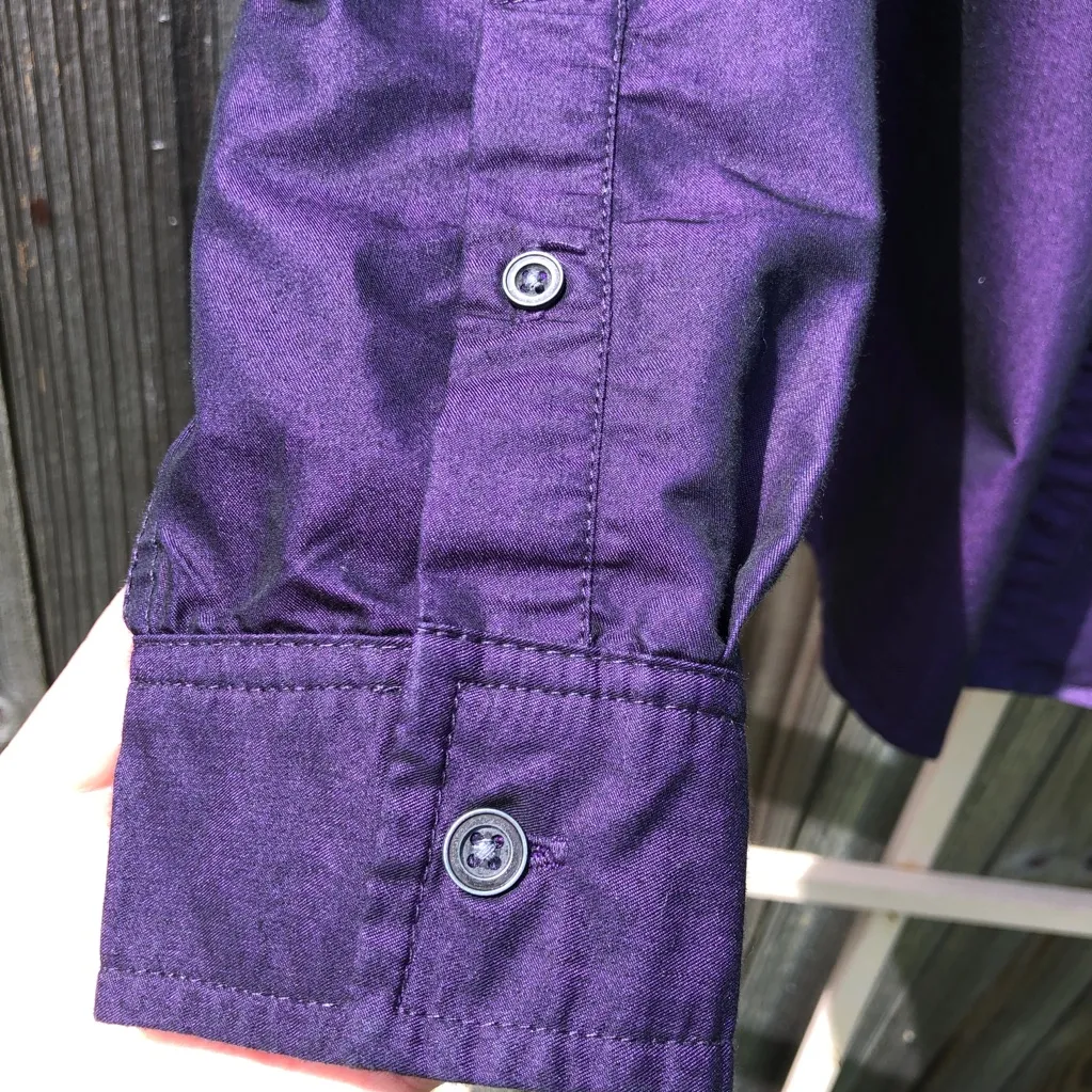 G by Guess Deep Purple Button Down Long Sleeve Shirt S - Image 7