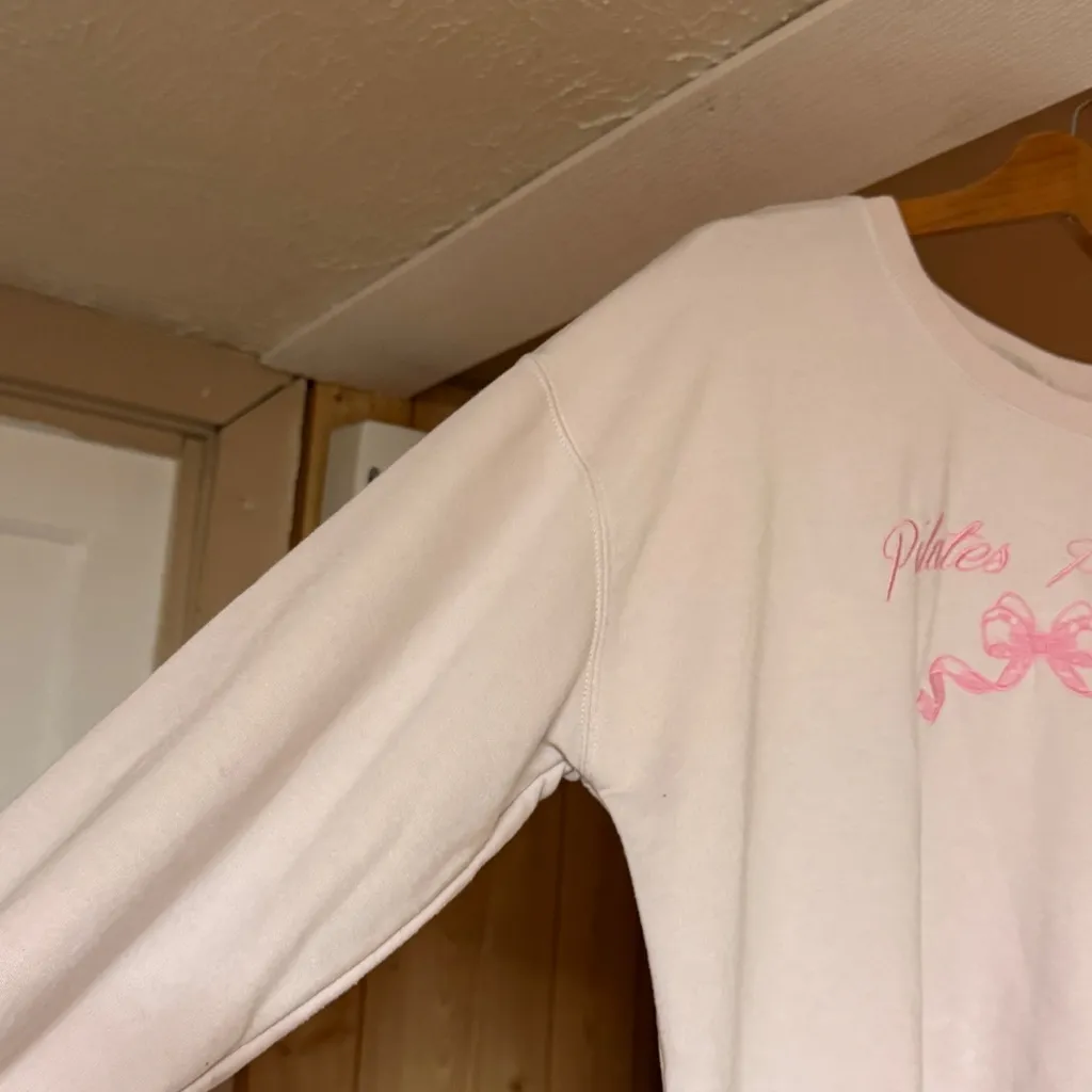 Francesca's Collections Pink Pilates Princess Sweatshirt S - Image 4