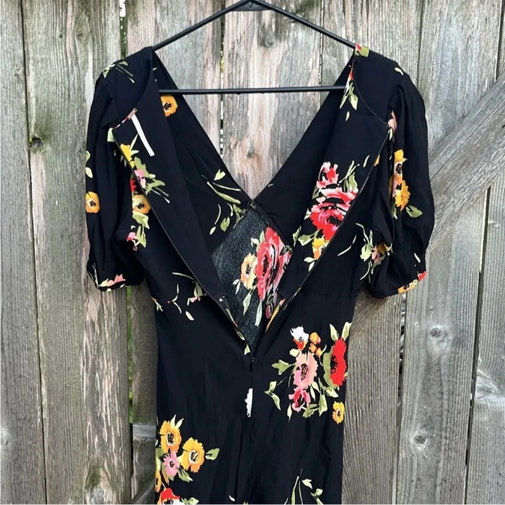EUC Free People Neon Garden Dress Black Floral Size 4 - Image 6