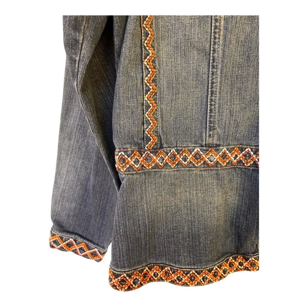 Coldwater Creek  SW Aztec print peplum denim jacket Size Medium - Image 8