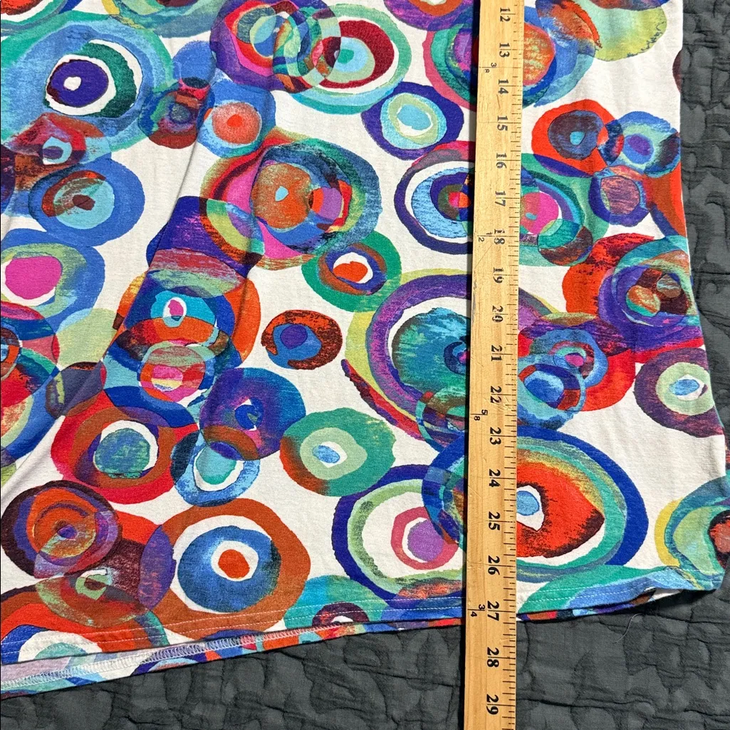 Peck & Peck women's size XL circular design uneven hem blouse 3/4 sleeves - Image 4