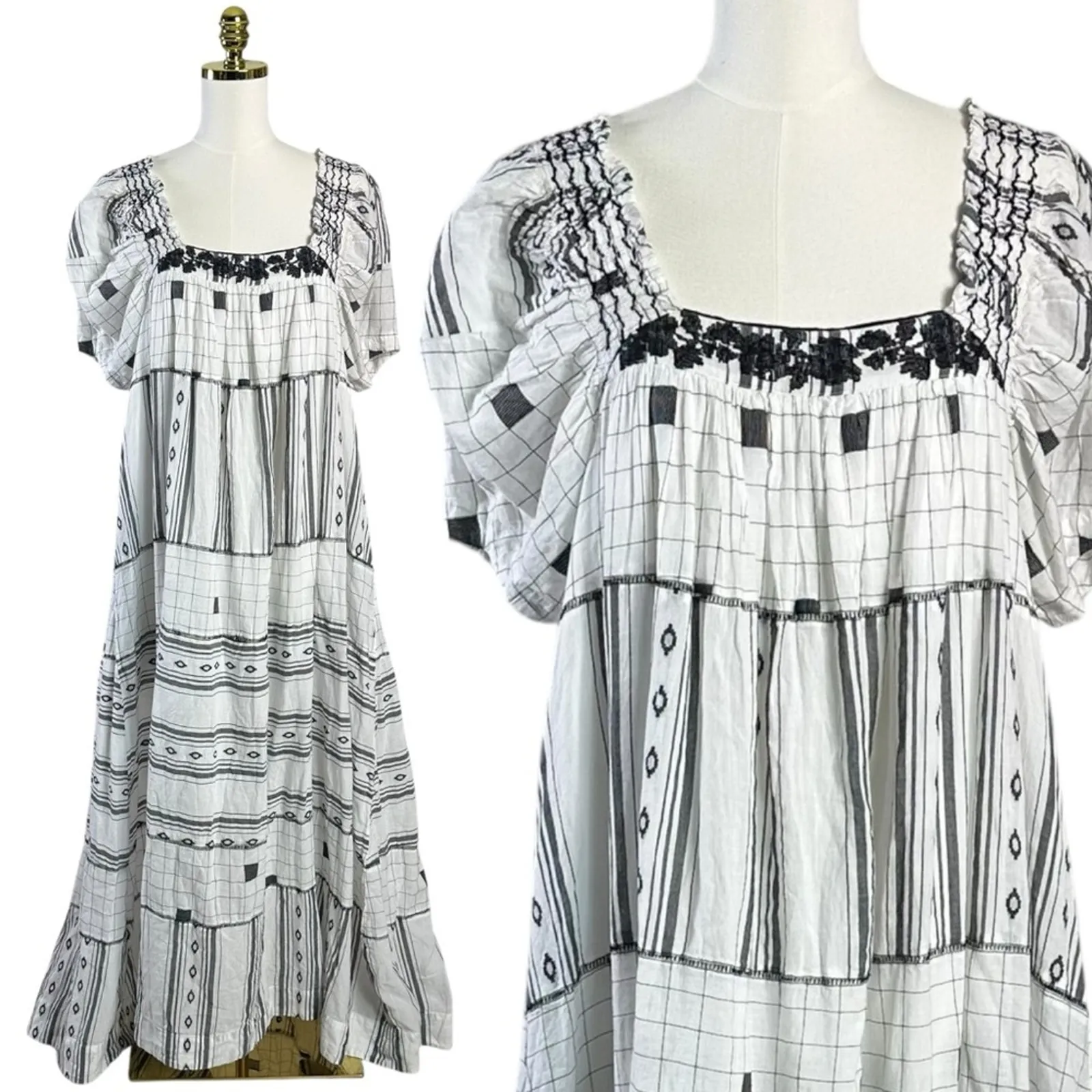 Free People Western Bohemian Jamie Embroidered Maxi Dress Size Large Ethereal - Image 5