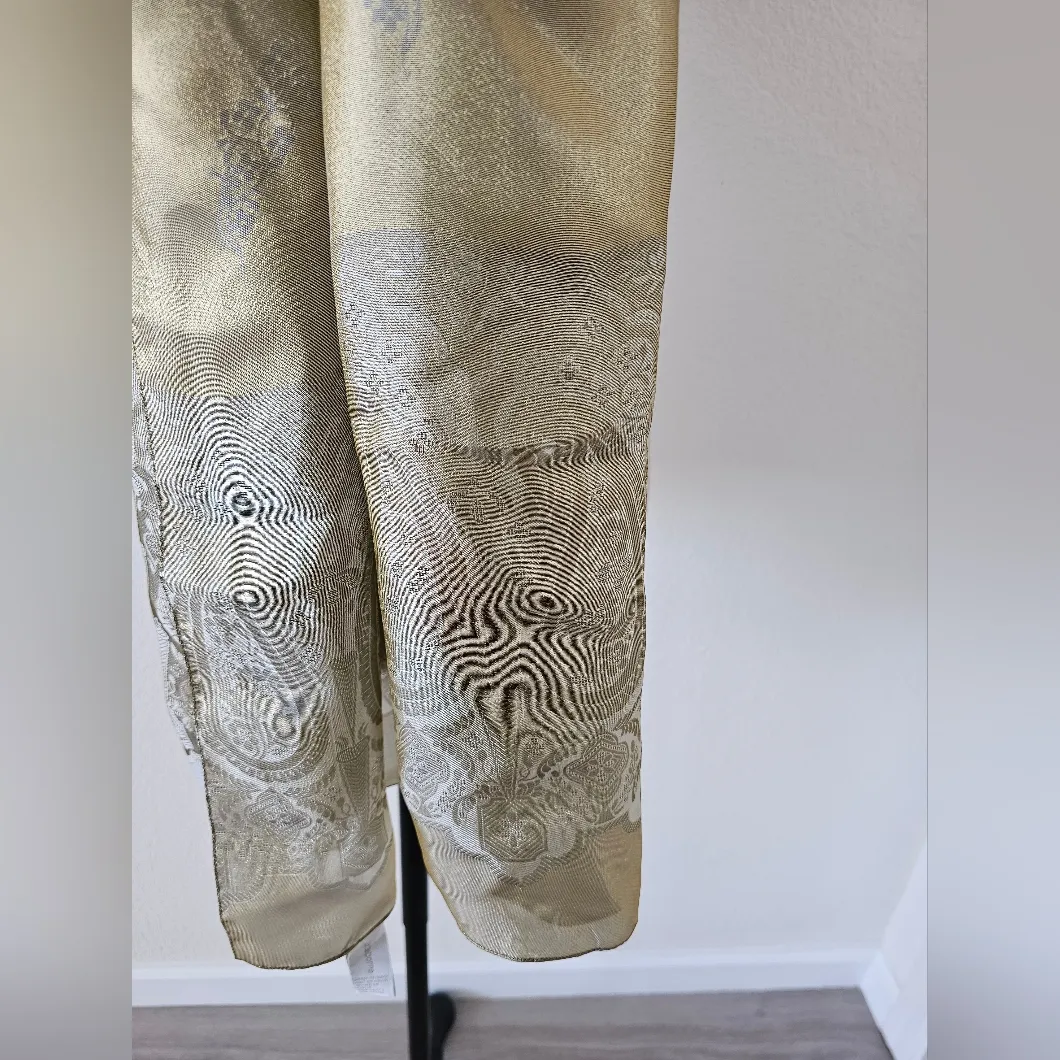 Liz Claiborne Vintage Gold Sheen Flower Paisley Wide Neck Scarf Wrap - Image 3