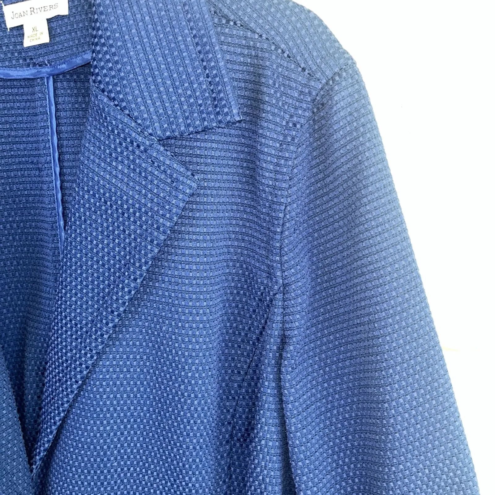 Joan Rivers Contemporary Chic Textured Royal Blue 3/4 Sleeves Blazer Size XL - Image 3