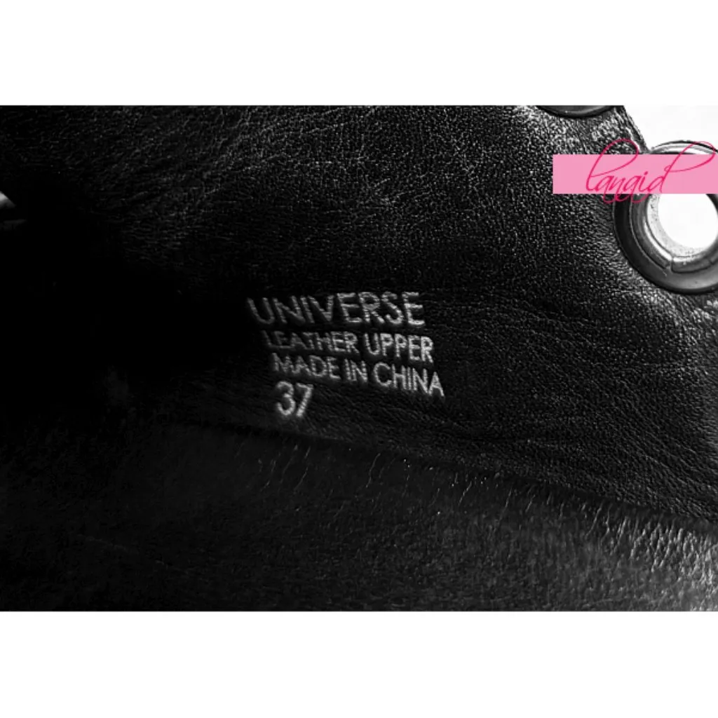 Ash Universe Slide Sandal Black Leather Studded Crystals Birks Flats Edgy Gothic - Image 15