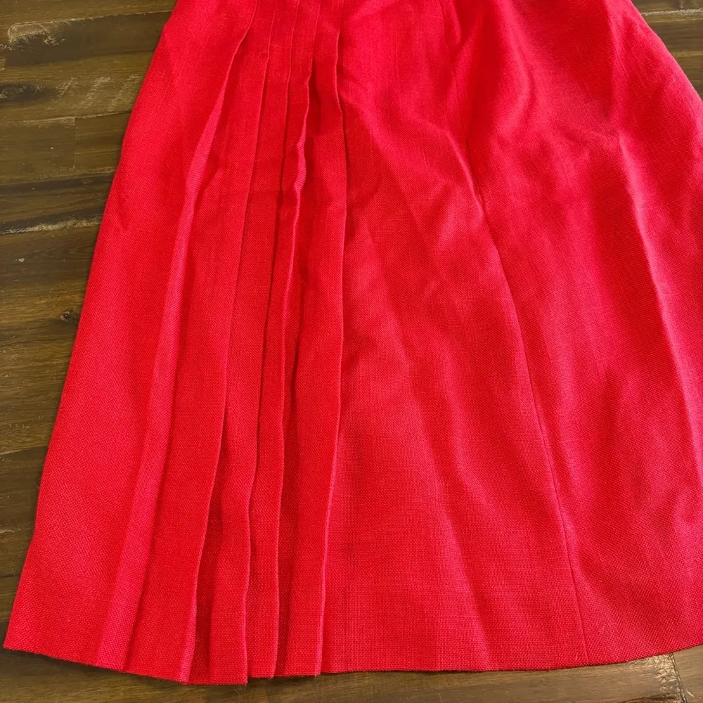 American Vintage USA Red Pleated Skirt A Line Evan Picone Union Made 10 - Image 3