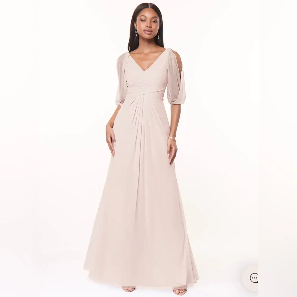 Azazie Noila Rose Petal A-Line Pleated Mesh Bridesmaid Dress Size A14 NWT - Image 8