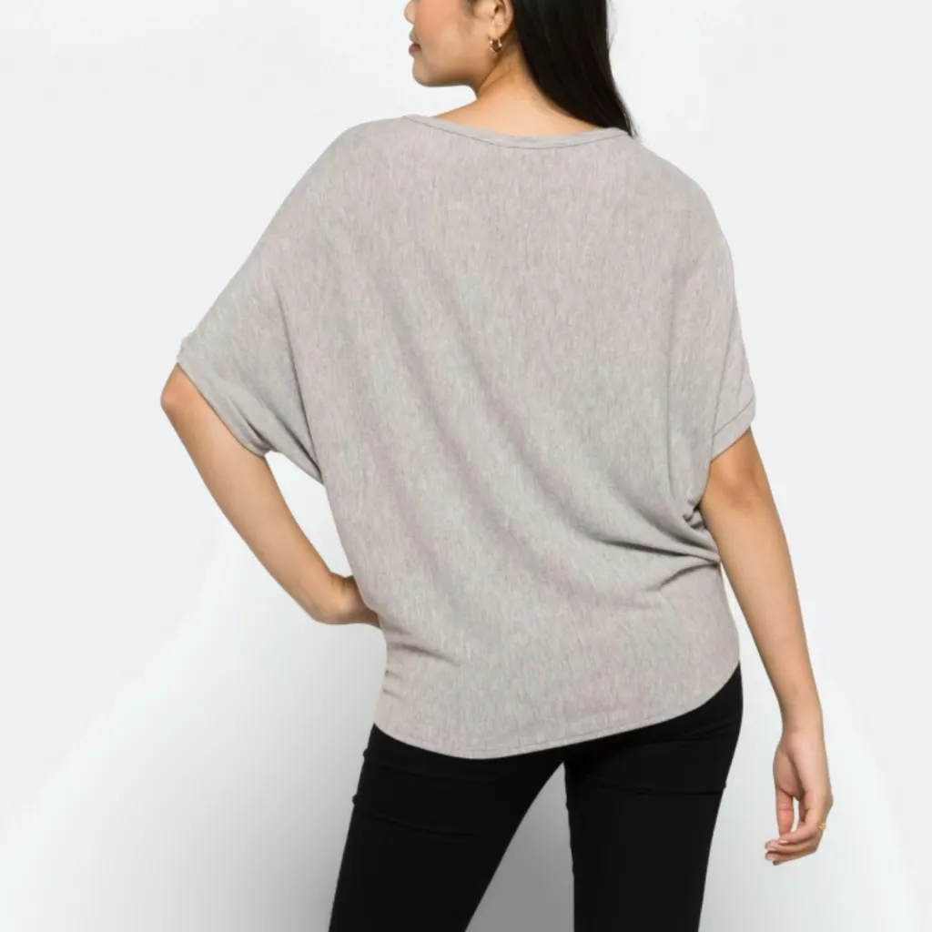 Michael Stars Berna Dolman Sleeve Heather Gray Knit Tee - Image 3