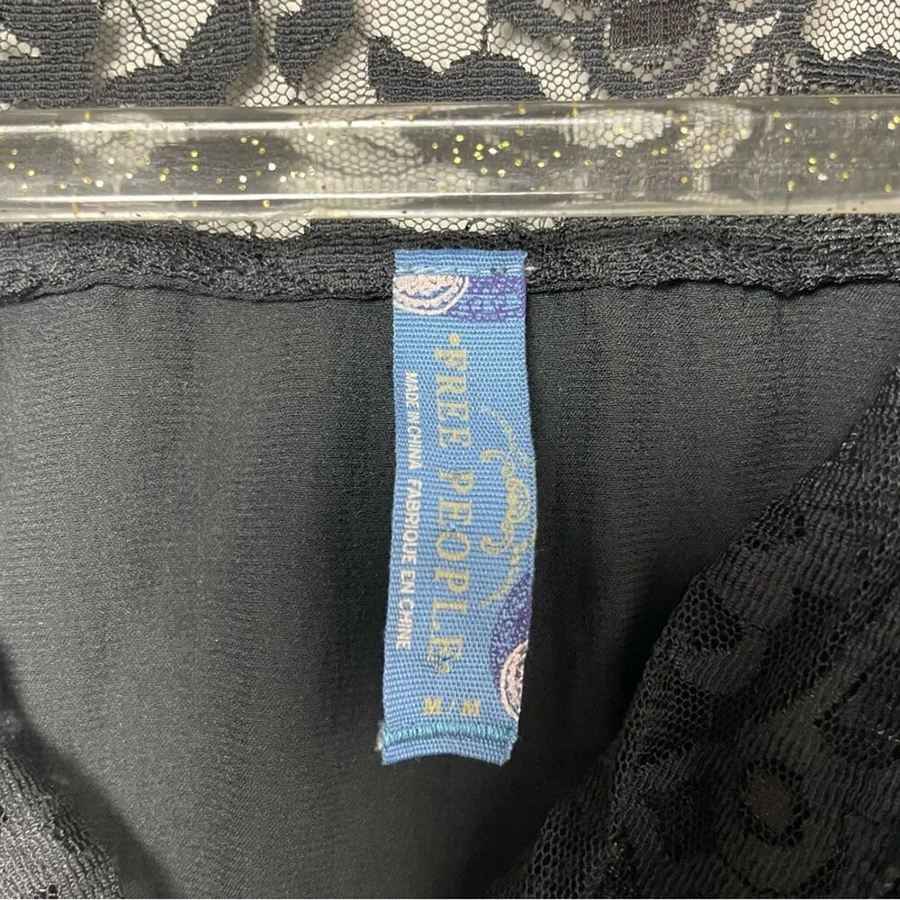 Vintage FREE PEOPLE Black Dress with High Lace Neck Size M - Image 9