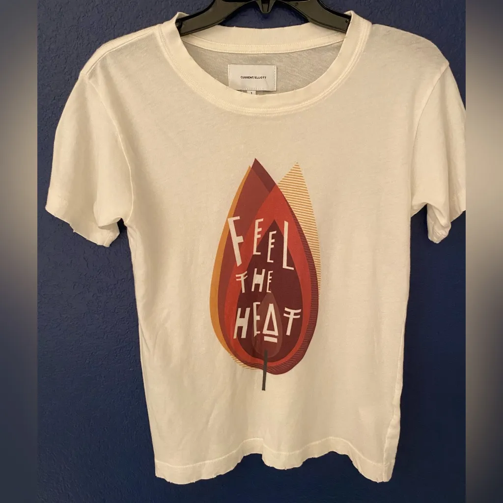 Current Elliott Off White Feel the Heat Women’s Off White Tee Shirt Size Small - Image 2
