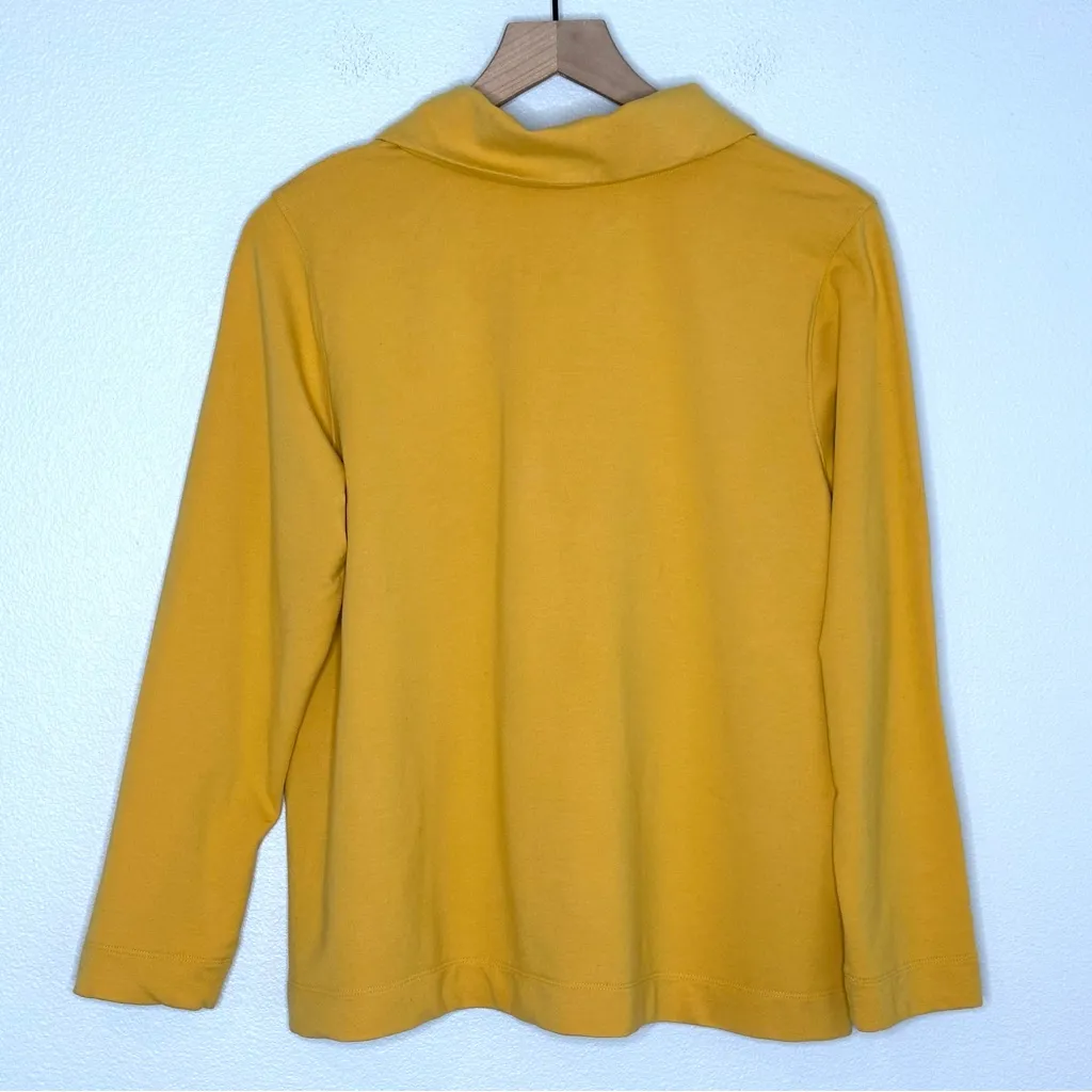 J Jill PureJill Women's Top Size L Gold Pima Cotton French Terry Shawl Collar Yellow Size L - Image 5