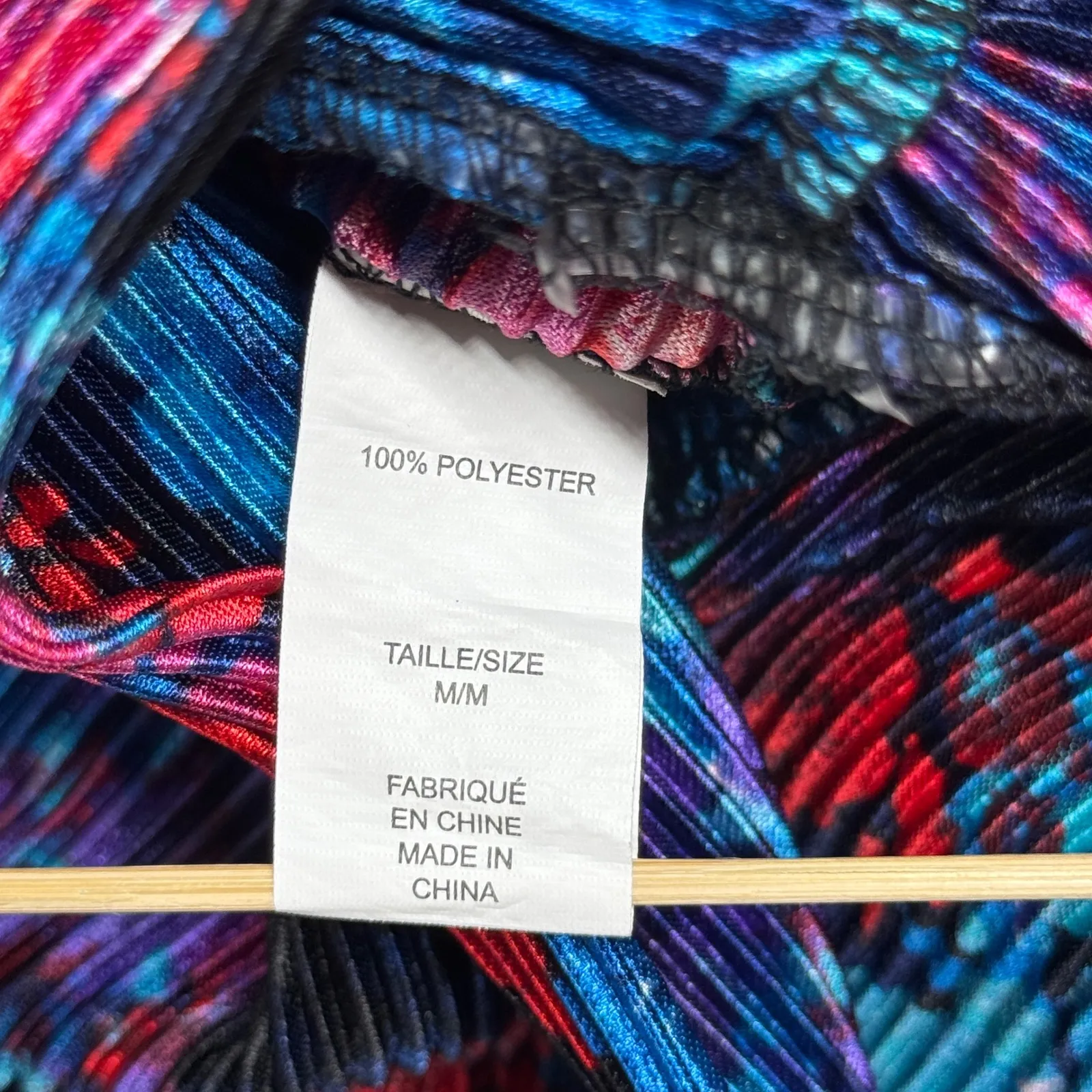 Suzy Shier Shirt Blue Pink Floral Flowers Pleated Crop‎ Blouse Wrap Top Size M - Image 7