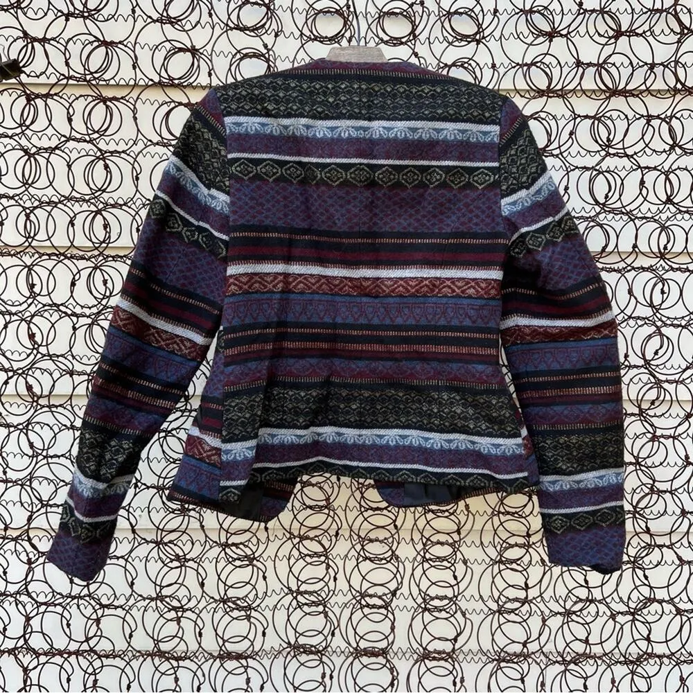 Costes Netherlands art deco woven tapestry blazer jacket Blue - Image 3