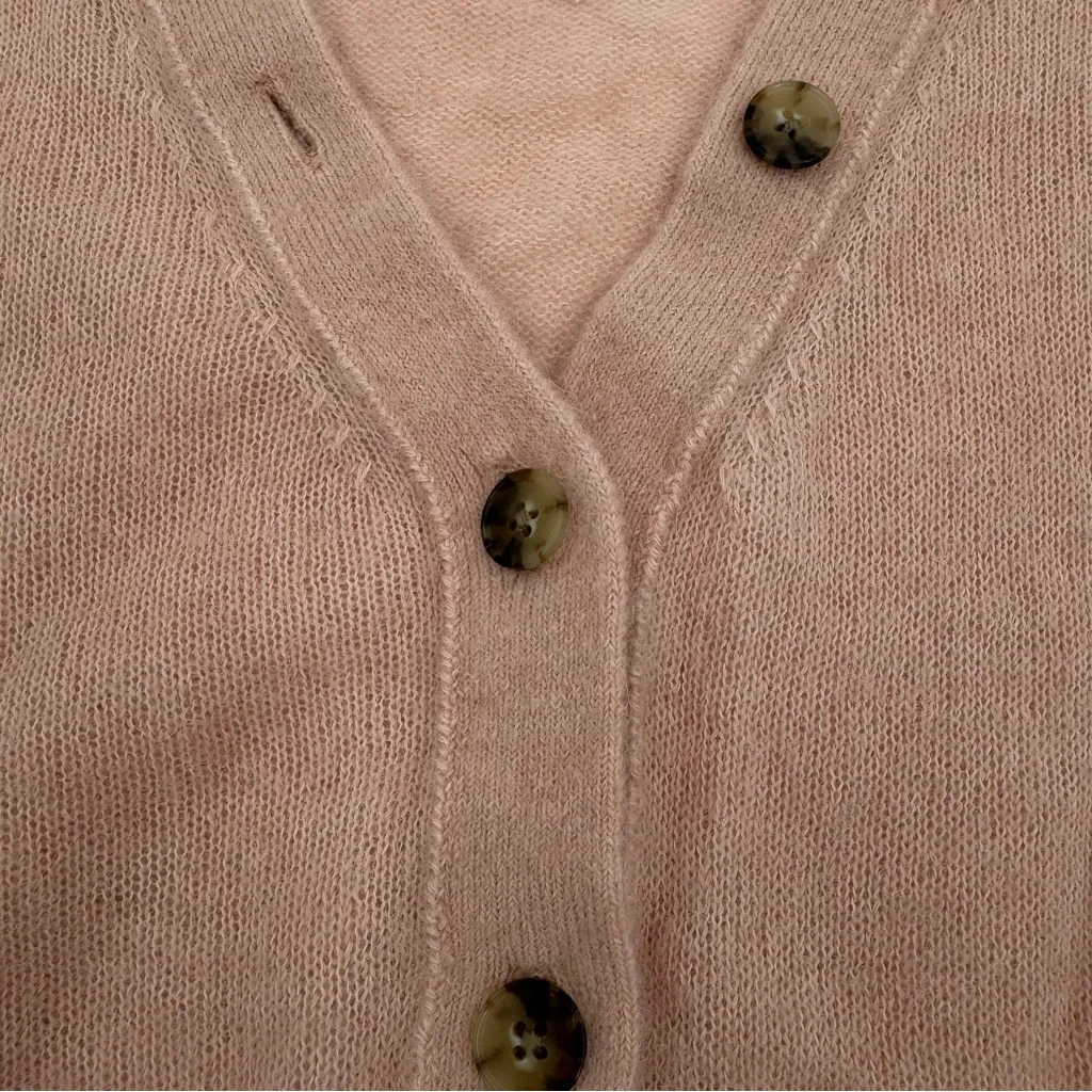 Madewell Alpaca Blend V-Neck Drop Shoulders Cropped Cardigan Hthr Pale Blush XS - Image 11