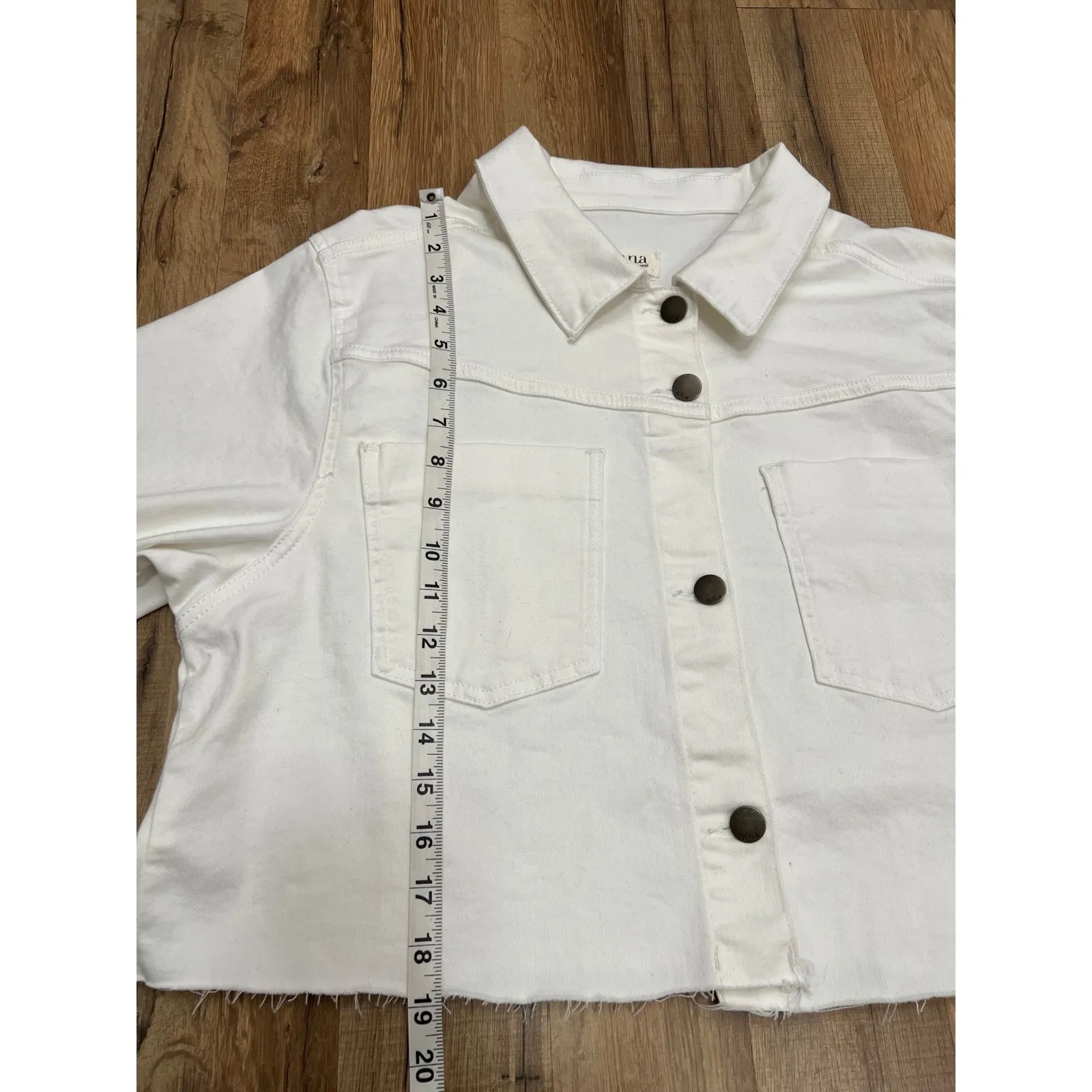 a.n.a‎ White Cropped Jacket XL – 64% Cotton Utility Button Front - Image 5