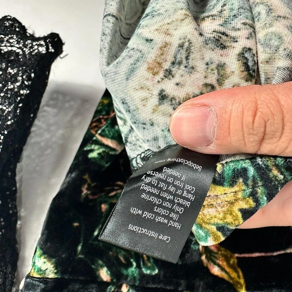 Bebop Velvet Floral‎ Lace Dress Women M Fairy Grunge Goth Cottagecore Academia - Image 6