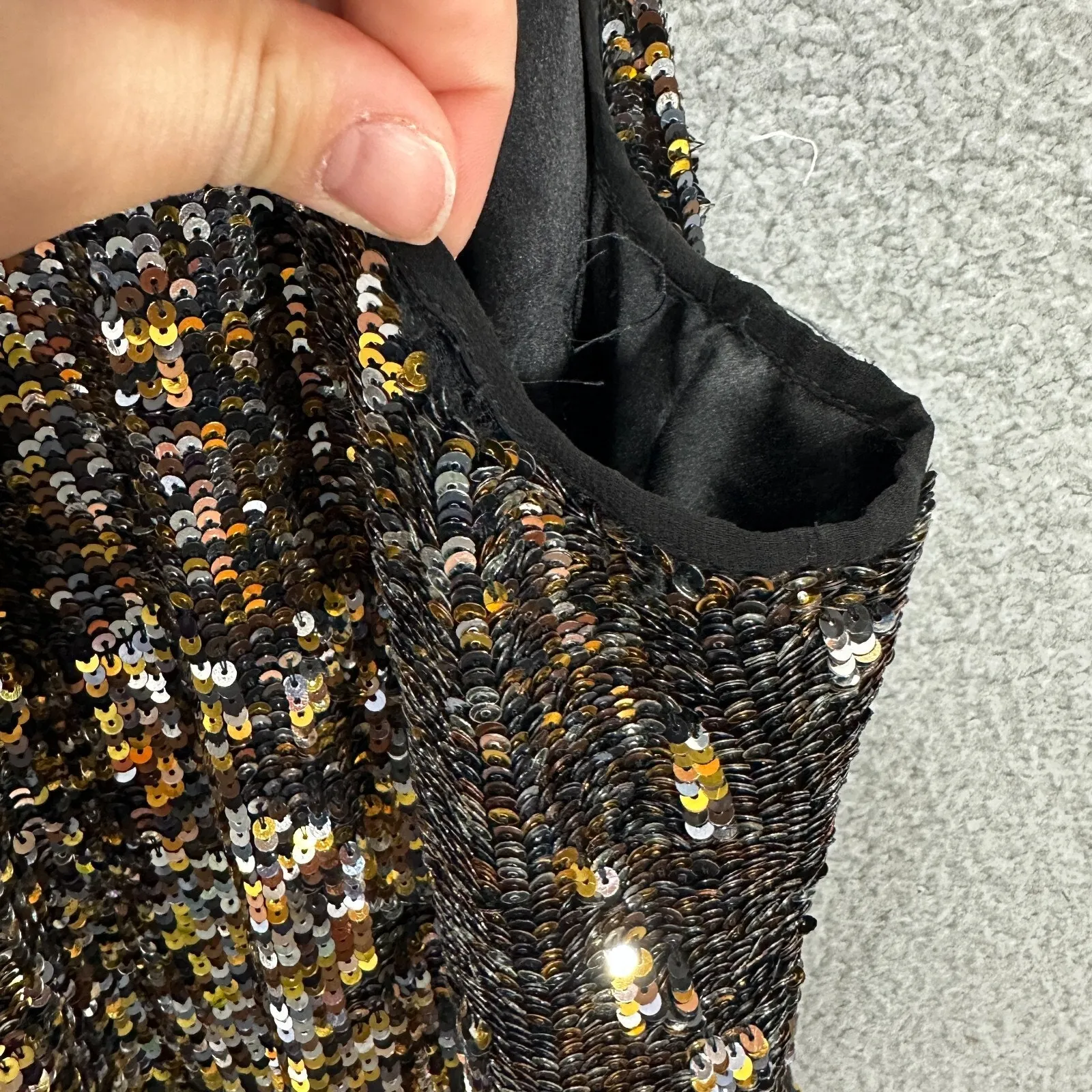 Parker Sequin Mini Dress Women S Gold Black Racerback‎ Party Silk Glam Sparkle - Image 10