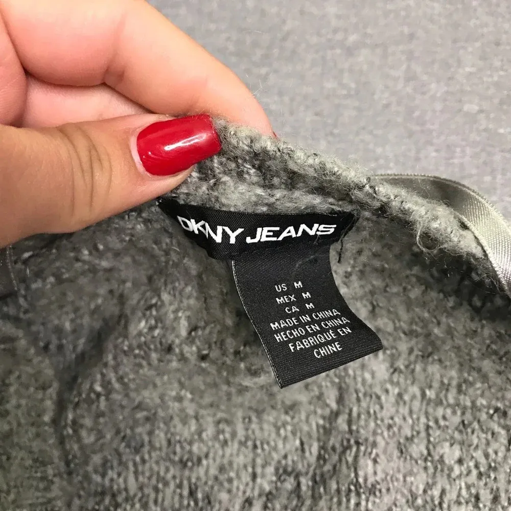 DKNY Jeans Gray Knit Oversized Sweater Size M - Image 4