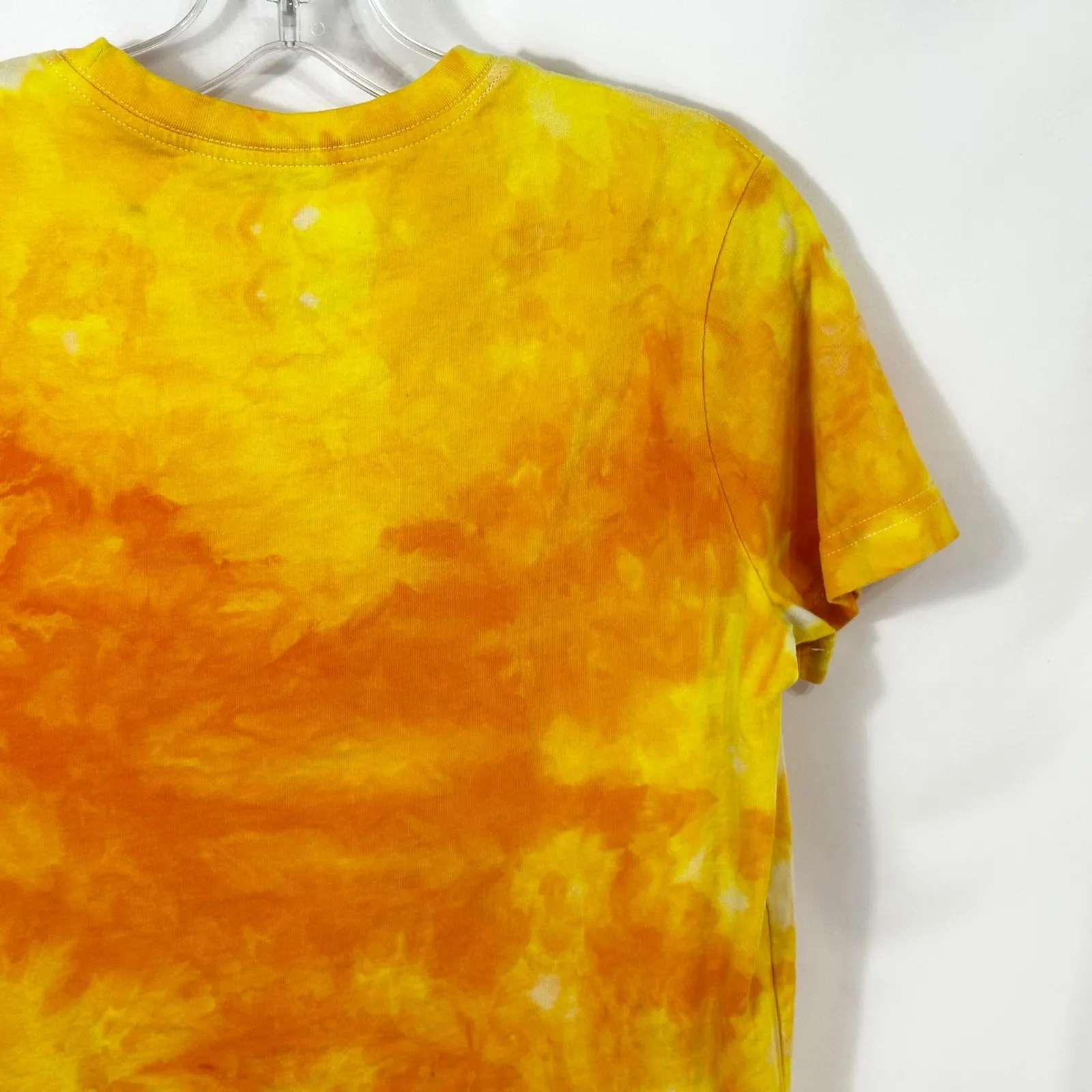 Nike Large Tee Handmade Tie Dye Top‎ Yellow Orange Felt Flower Logo Preppy 276 - Image 9