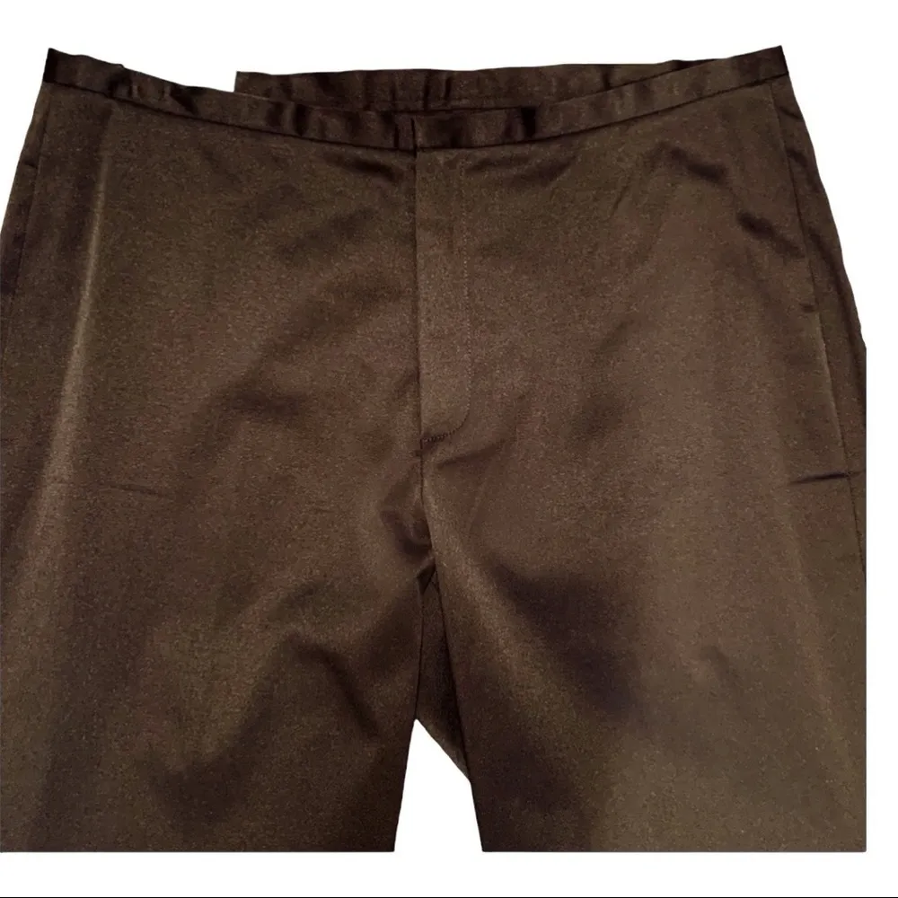 NWT Brown Stretch “Cotton Sateen” Flat Waist Pants Size 6L - Image 3