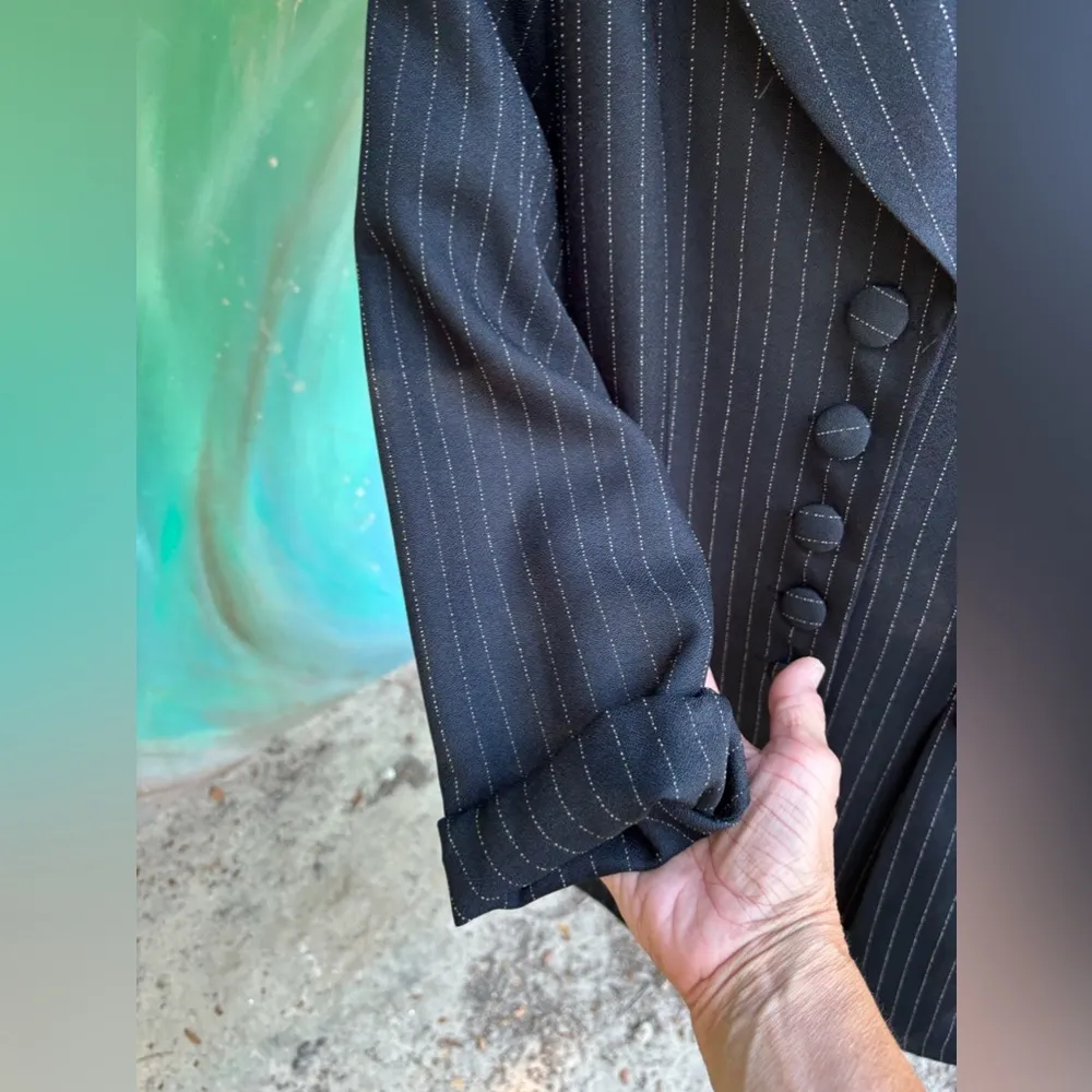 Beautiful Long Jacket Vintage 80s by R & D Dress LTD. Size 16T Black - Image 7