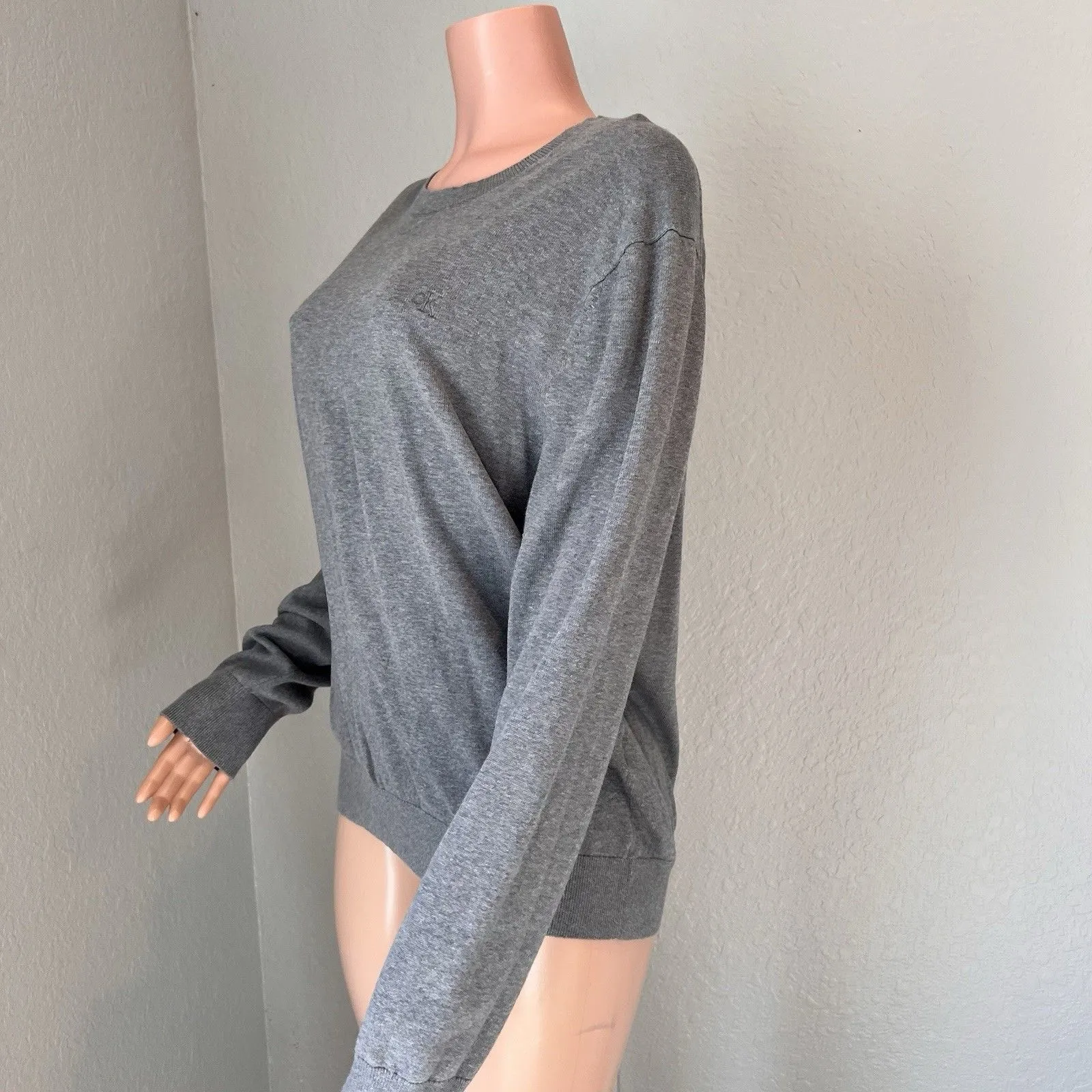 Calvin Klein Cotton Crewneck Sweatshirt Gray Sz Large relaxed comfy casual #54 - Image 9
