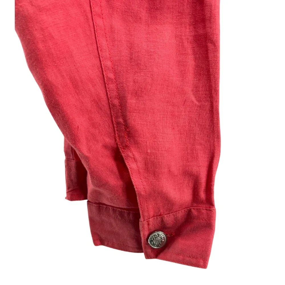 Saint Tropez West 2X linen jacket shacket coral plus office casual vacation - Image 3