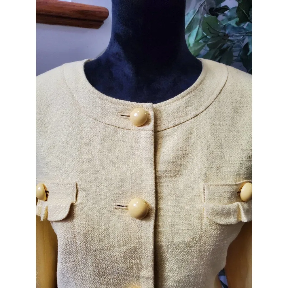 Talbots Women's Yellow Cotton Long Sleeve Casual Button Front Jacket Blazer 14P - Image 2