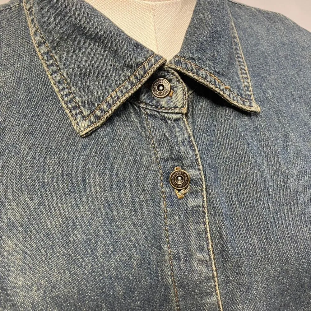 Metro Style Long Sleeve Denim Dress Womens 20 Cotton Retro Classic Spring Blue Size undefined - Image 2