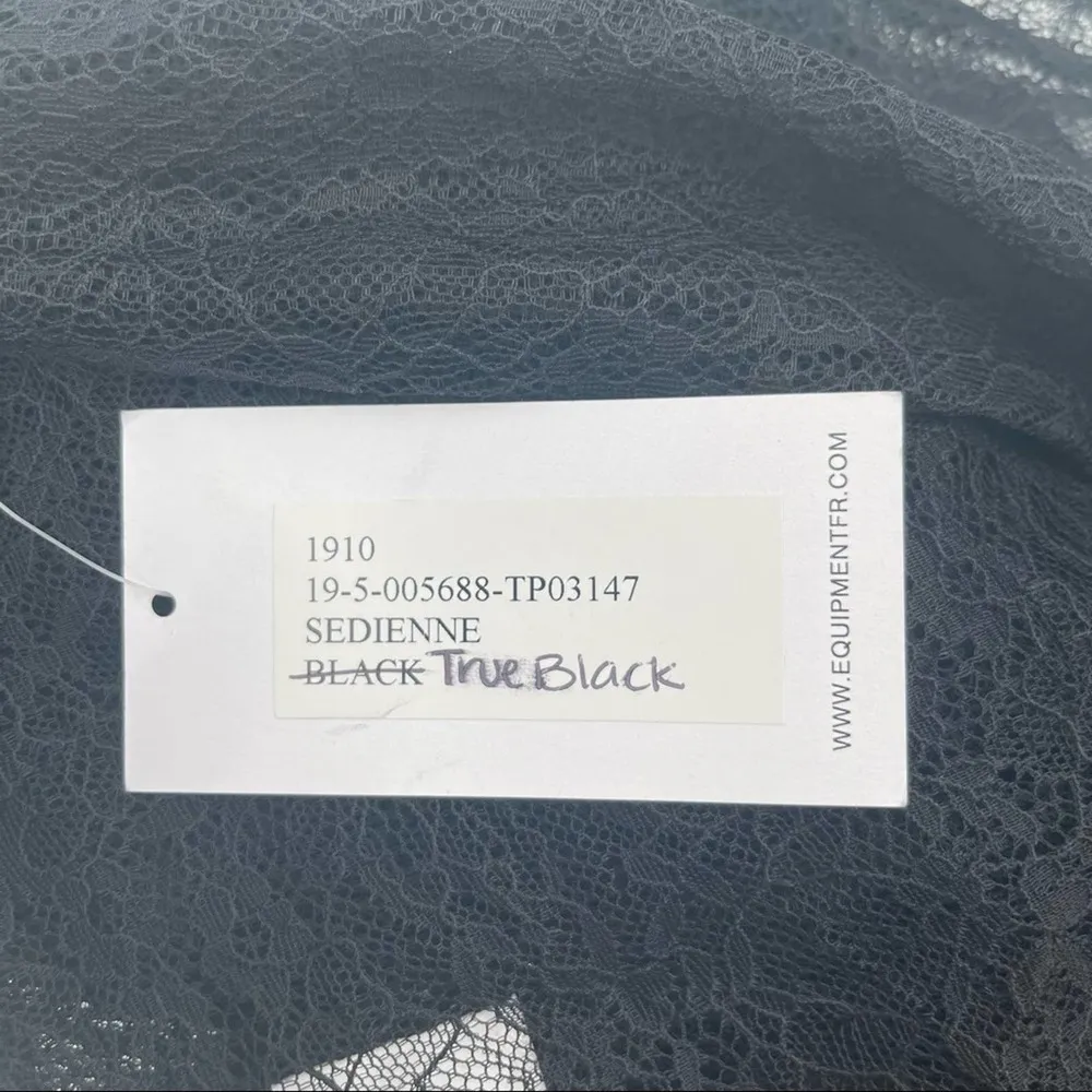 EQUIPMENT Black Lace Button Down Blouse Sexy Lolita Cocktail Sheer SZ Small NWT - Image 13