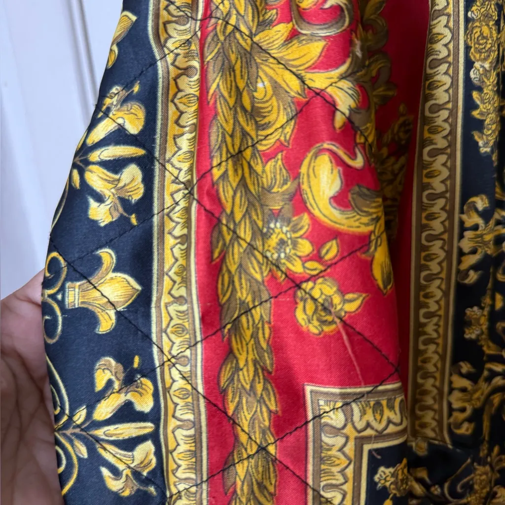 Nouveau Monde vintage Versace style red & gold print full zip bomber jacket 2X Size XXL - Image 4