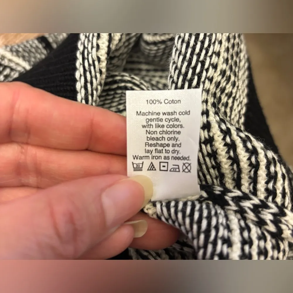 J.Crew Factory 100% Cotton Crew Neck Sweater Women's M Black & Cream Stripped Size M - Image 5