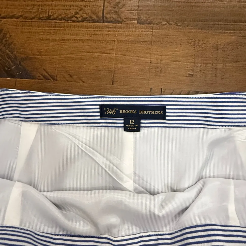 Brooks Brothers Striped Seersucker Skirt Button Accent Career Casual Size 12 - Image 2